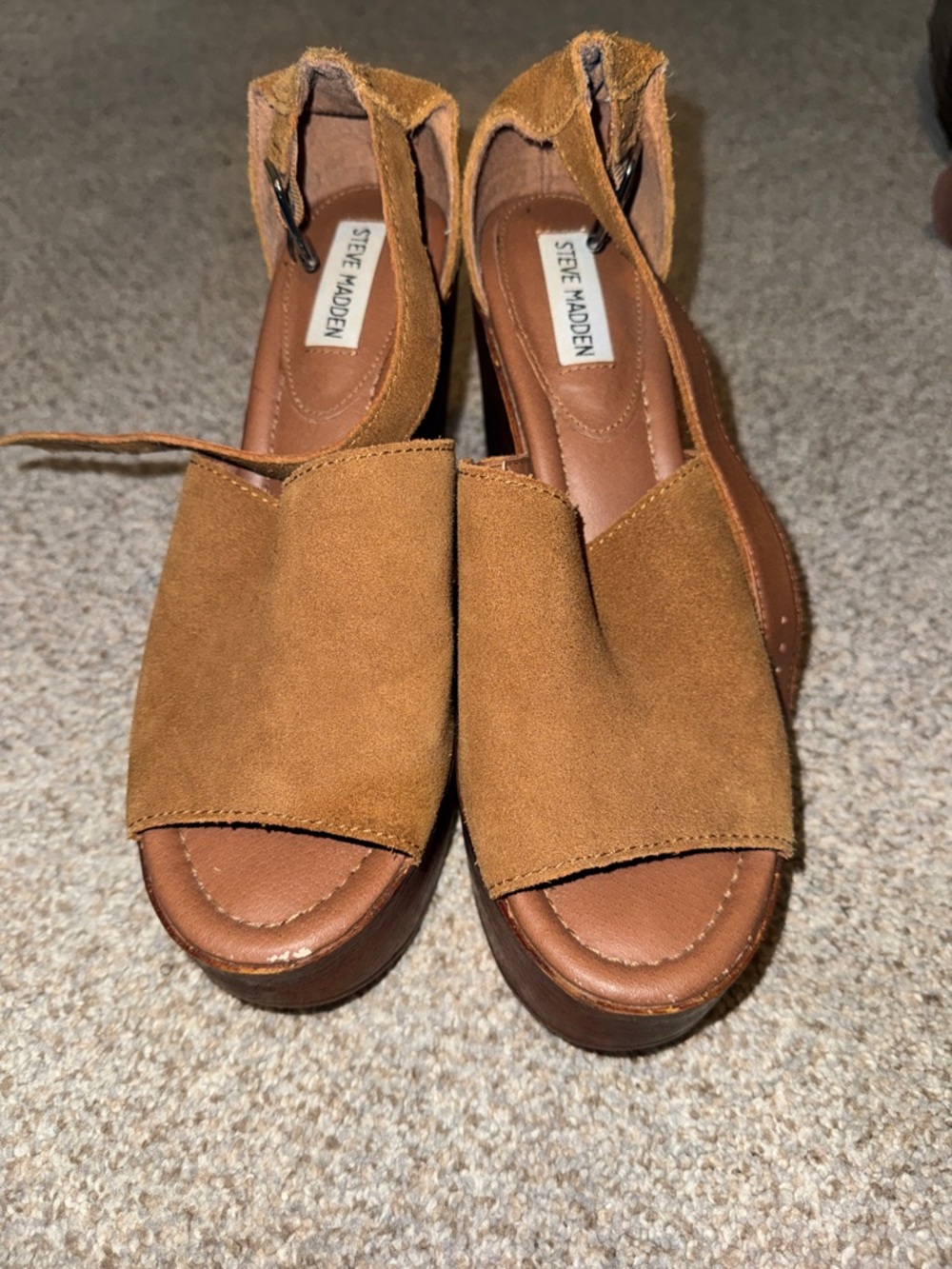 Steve Madden Women's Brown Suede Platform Espadrille Sandals